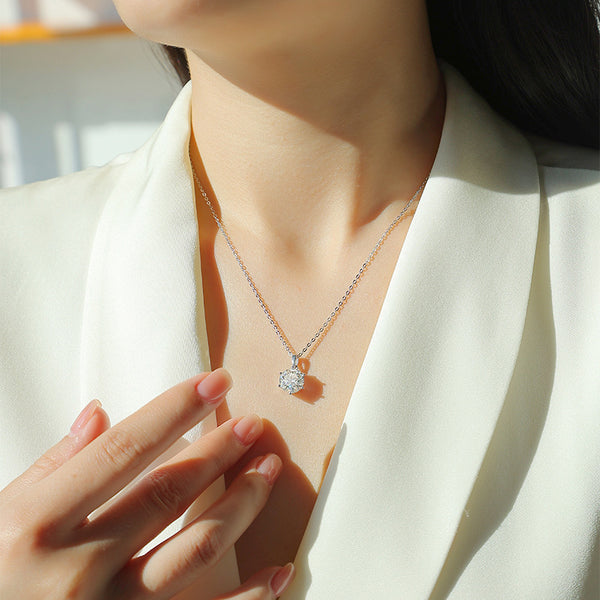 1ct Moissanite Solitaire Necklace #10016