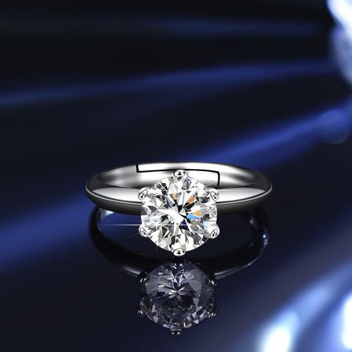 1.0ct Moissanite Ring "Hearts & Arrows" Cut - Classic 6-Prong Solitaire  Highlights: