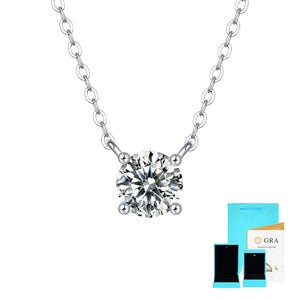 Premium D-Color Moissanite Solitaire Necklace - S925 Silver 4-Prong Setting