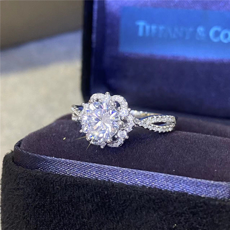 1.0ct "Princess Elsa" Snowflake Moissanite Ring - D Color VVS - More Fire Than Diamond