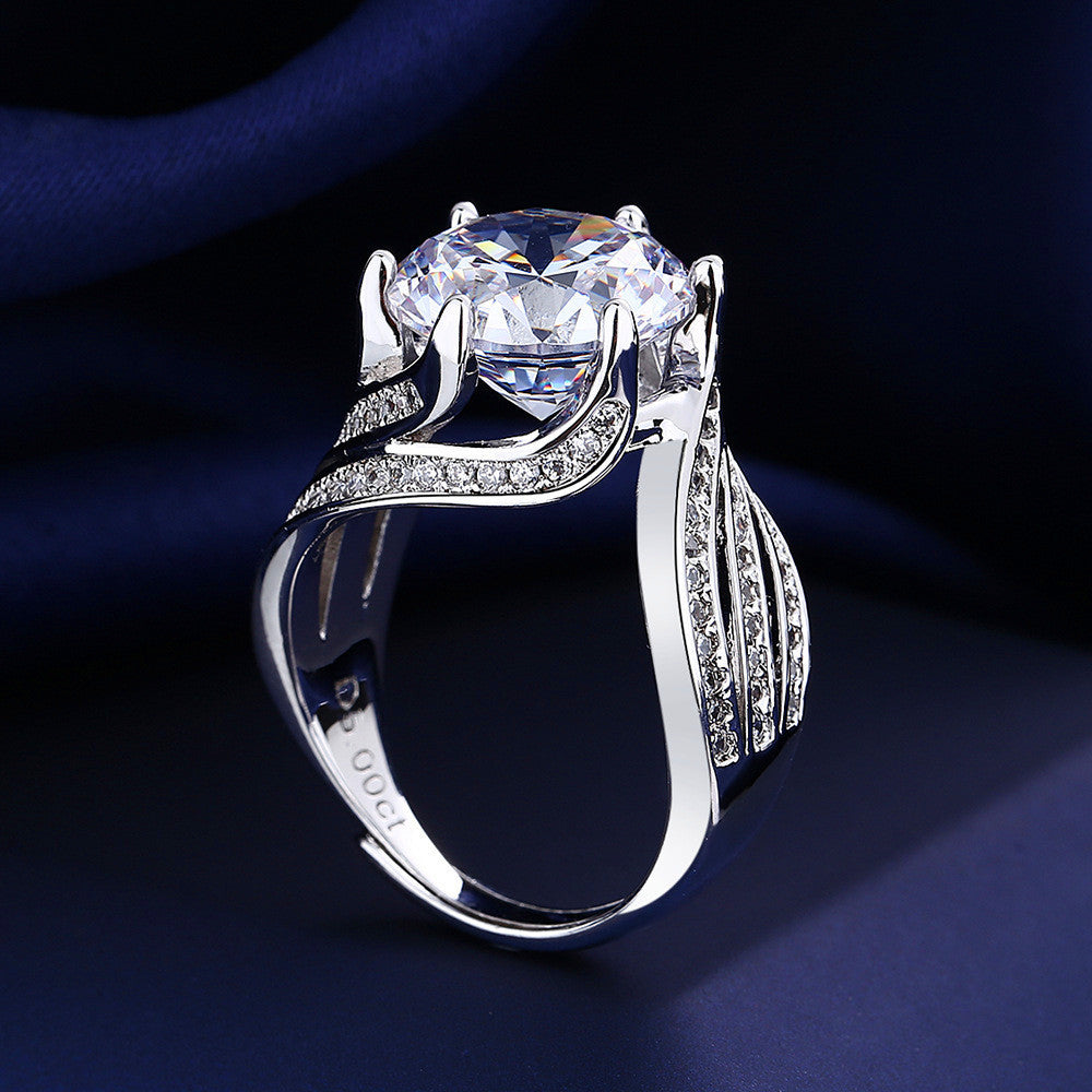 5.0ct "Pigeon Egg" Moissanite Ring #10009