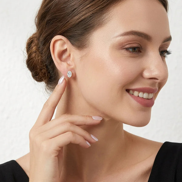 Copper Egg 4x6mm Stud Earrings 10027