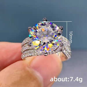 5.0ct "Pigeon Egg" Moissanite Ring - Massive Luxury "Three Lives" Edition