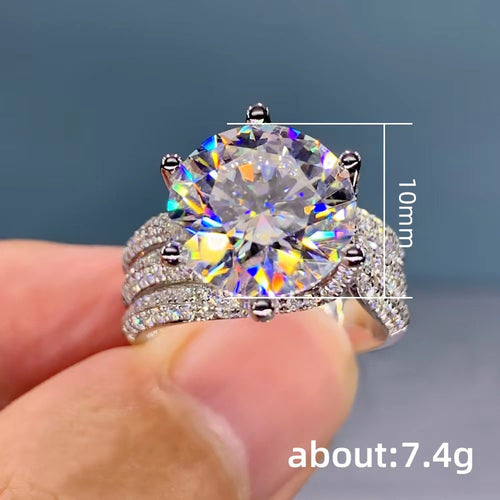 5.0ct "Pigeon Egg" Moissanite Ring - Massive Luxury "Three Lives" Edition