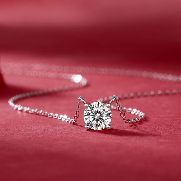 Premium D-Color Moissanite Solitaire Necklace - S925 Silver 4-Prong Setting