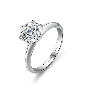 1.0ct Moissanite Ring "Hearts & Arrows" Cut - Classic 6-Prong Solitaire  Highlights: