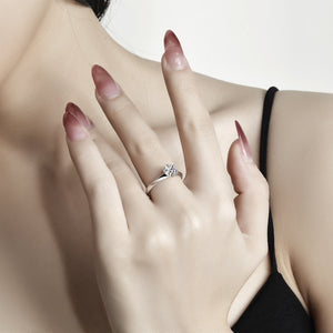 1.0ct Moissanite Ring "Hearts & Arrows" Cut - Classic 6-Prong Solitaire  Highlights: