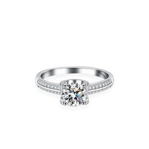 1.0ct Moissanite "Cross & Double Row" Ring - Bull Head Setting - Slimming Effect
