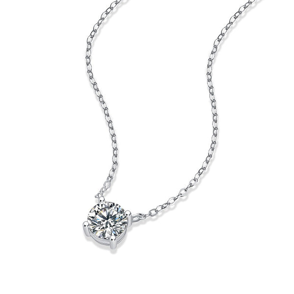 Premium D-Color Moissanite Solitaire Necklace - S925 Silver 4-Prong Setting