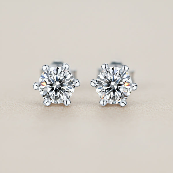 Moissanite Stud Earrings 6.5mm  S925 Sterling Silver, GRA Certified, Gift Box Included