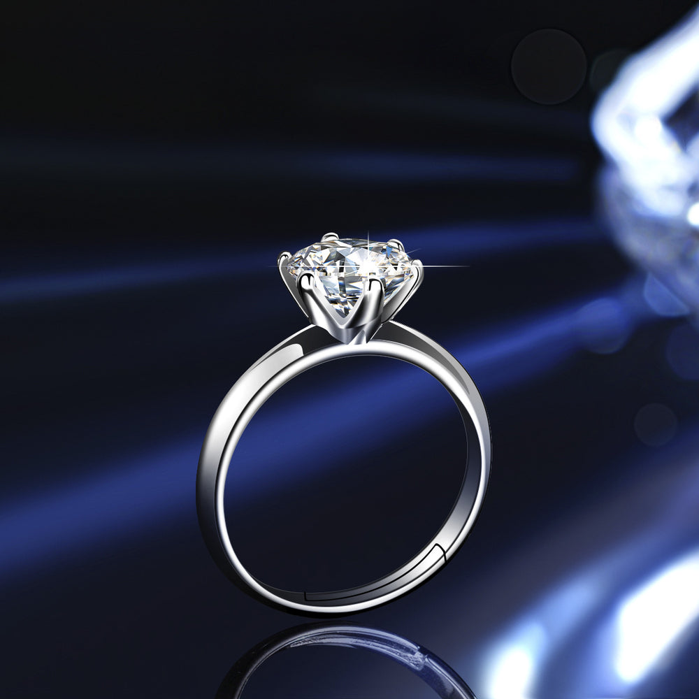 1.0ct Moissanite Ring "Hearts & Arrows" Cut - Classic 6-Prong Solitaire  Highlights: