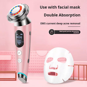 Ultrasonic + Microcurrent Facial Device with Red/Blue Light  Ion Import/Export (IPX6, Rechargeable, L1926)