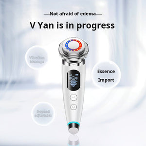 Ultrasonic + Microcurrent Facial Device with Red/Blue Light  Ion Import/Export (IPX6, Rechargeable, L1926)