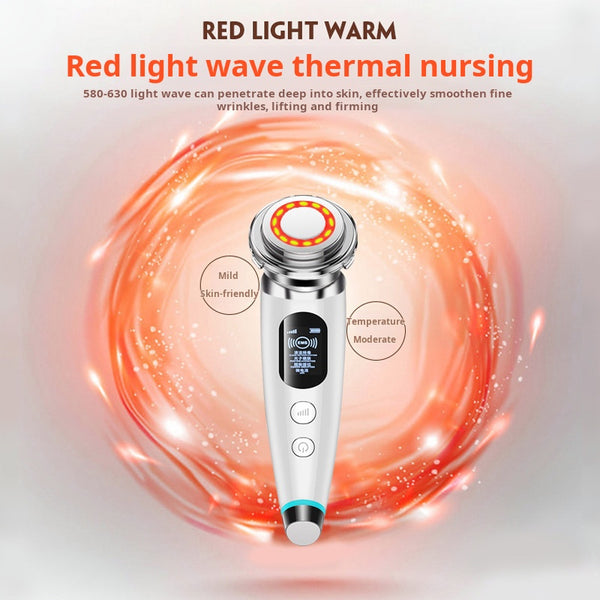 Ultrasonic + Microcurrent Facial Device with Red/Blue Light  Ion Import/Export (IPX6, Rechargeable, L1926)