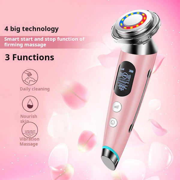 Ultrasonic + Microcurrent Facial Device with Red/Blue Light  Ion Import/Export (IPX6, Rechargeable, L1926)